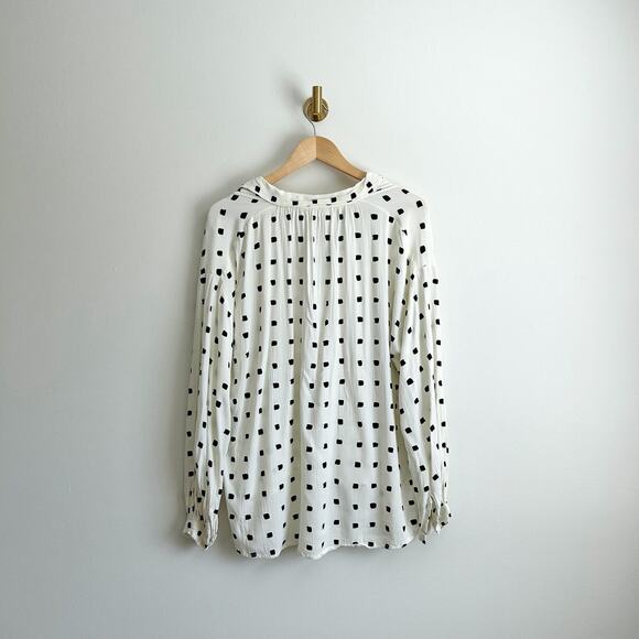 Masai Badisso Polka Dot Print Pleated Long Sleeve Blouse White Black M - Picture 6 of 8